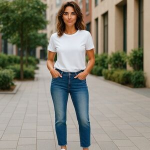 NWT Mavi Jeans Women's‎ Mid Rise Straight Leg Raw Hem Ankle length Jeans Size 27